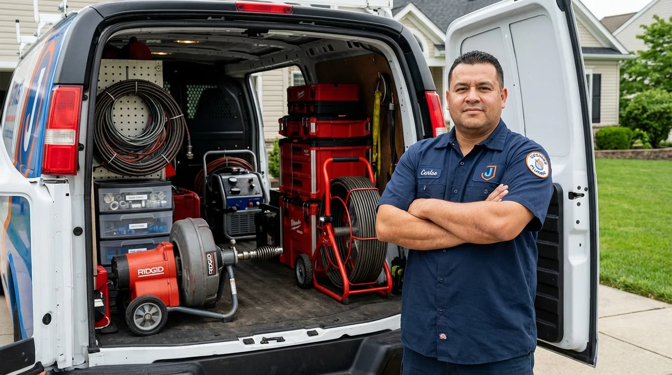 Professional drain cleaning equipment and Johns Plumbing LLC plumber in Hawley