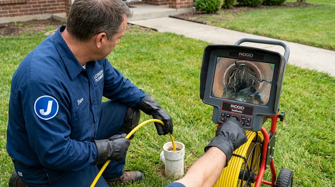 Sewer camera inspection being performed by Johns Plumbing LLC in Hawley