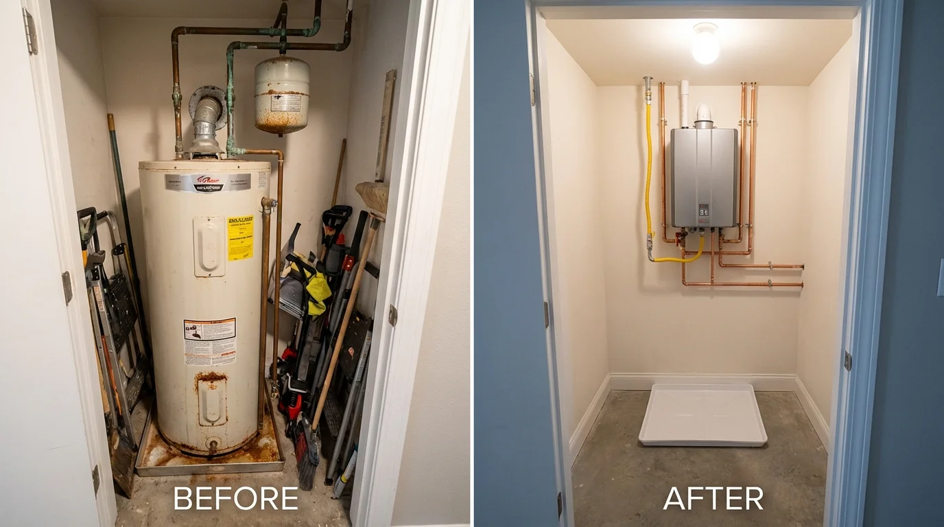 Tank water heater versus wall-mounted tankless unit comparison for Hawley, PA homeowners